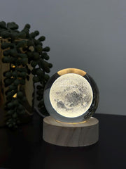 3D Crystal Ball Light, Glowing Planet Crystal Ball Lamp, Warm Bedside Light, Luminous Decor Atmosphere Light, Wood Base Fantasy Decor Crystal Ball, Universe Series Crystal Ball, LED Base Astronomy Night Light for Home Decor